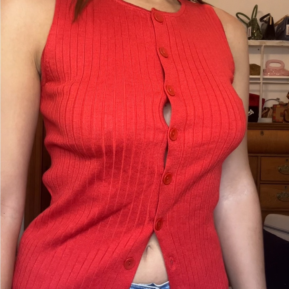 Target Red Button-Up Tank Top